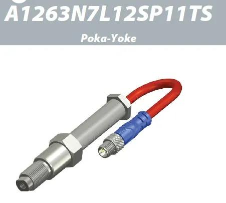 A1263N7L12SP11TS / Sn: 1,8mm / Housing: Brass, 
nickel-plated / Sensing face: Stainless 
steel / Connection: M8 
Silicone 
0,2m / Type: Set IPS L12 Poka Yoke / Output: PNP NO