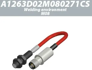 A1263D02M080271CS / Senstronic / Sn: 1,8mm / Housing: Steel, PTFE coated / Sensing face: Ceramic / Connection: Brass, nickel-plated M12 Silicone 0,3m / Type: IPS M08 21mm / Output: PNP NO