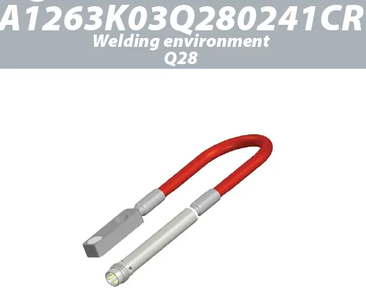 A1263K03Q280241CR / Senstronic / Sn: 2mm / Housing: Anodized aluminium / Sensing face: Ceramic / Connection: Brass, nickel-plated M8 PUR, halogen free 0,3m / Type: Q28 / Output: PNP NO